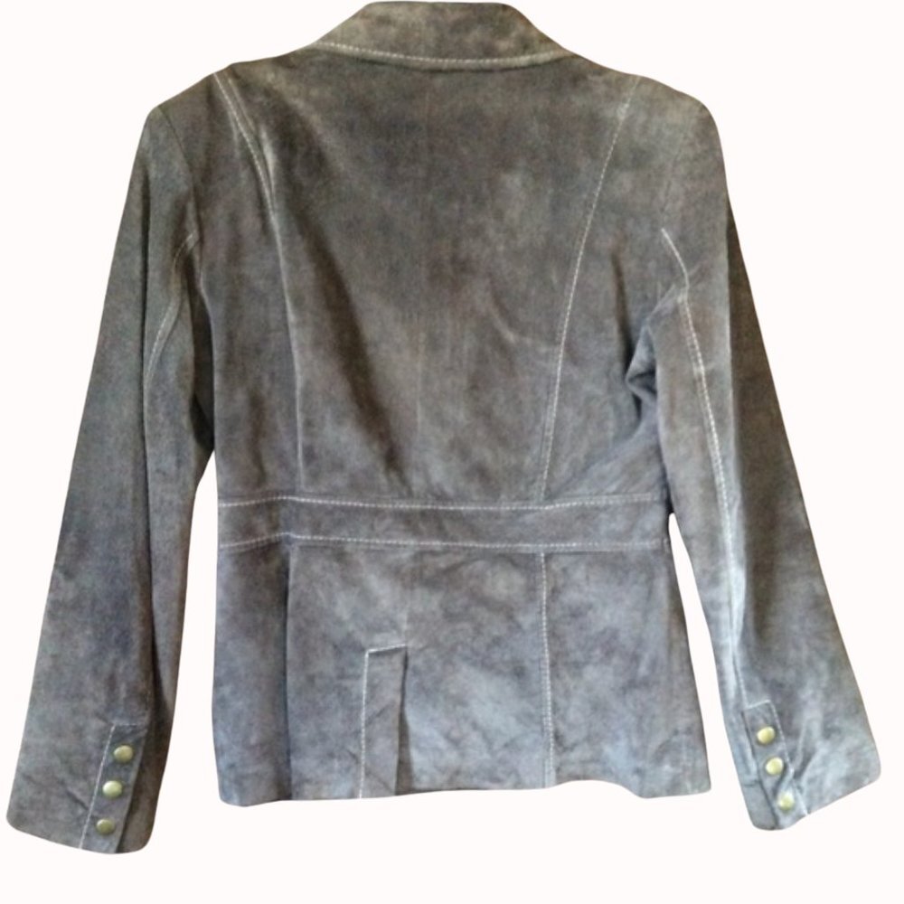 Vintage Brown Suede Zipper Jacket – Petite Size 10 - Picture 3 of 4